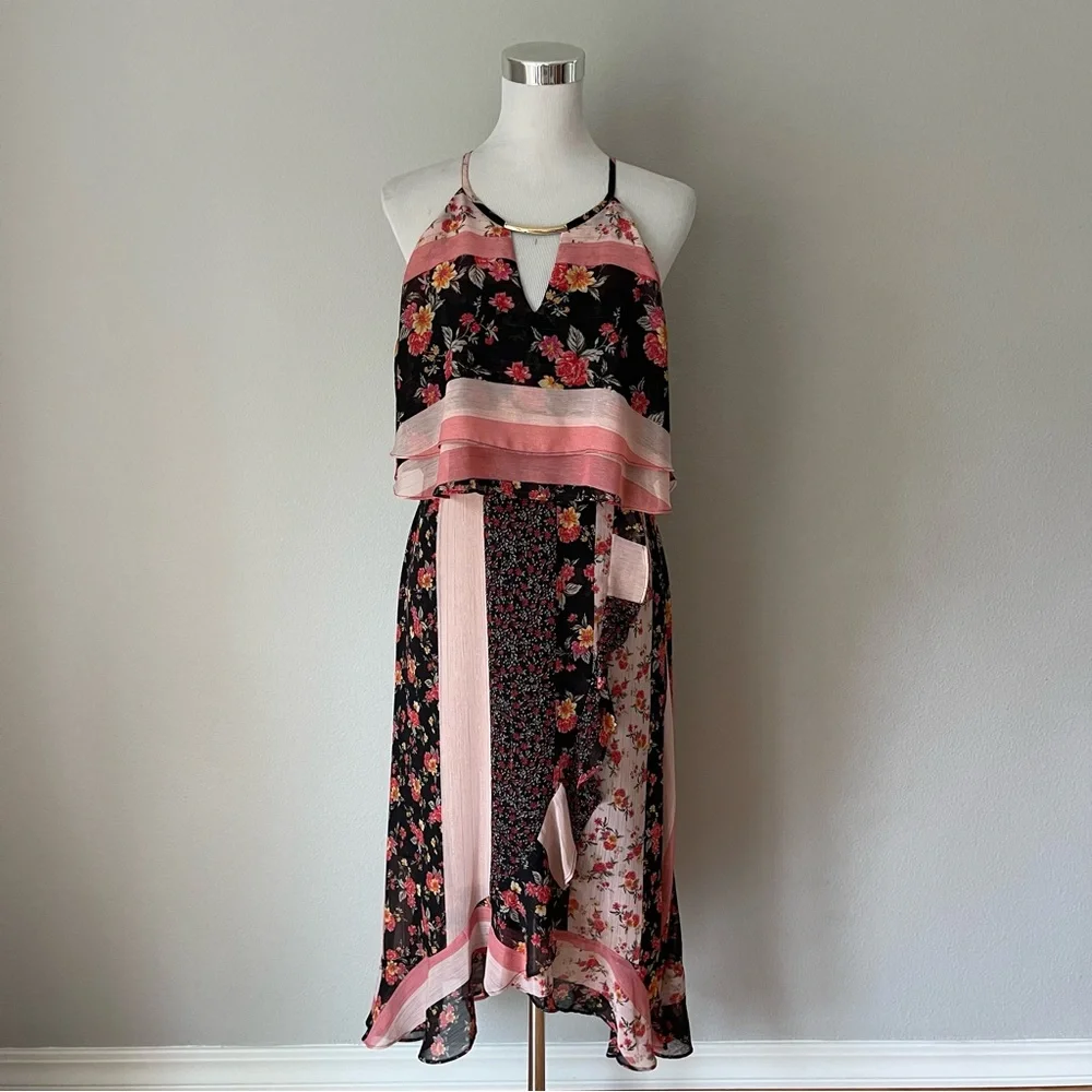 Kensie Mixed-Print High-Low Dress Size 12 - Picture 4 of 10